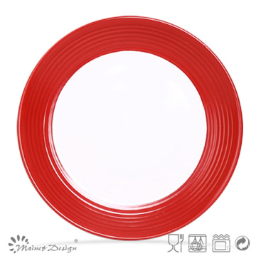 Red Swirl Circle Placa De Jantar Cerâmica
